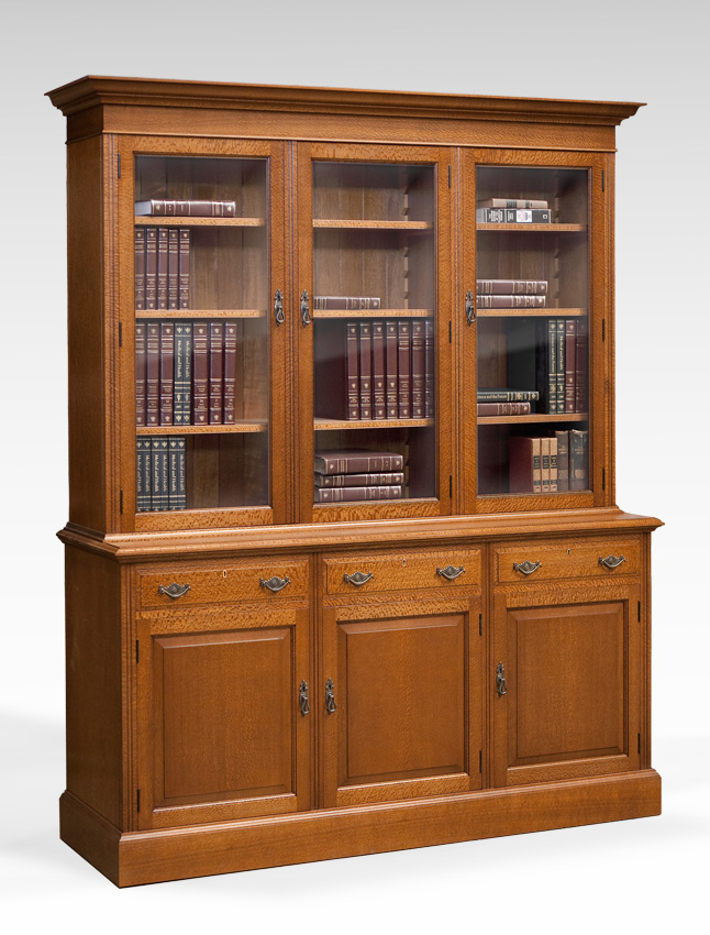 Oak Bookcases with Glass Doors