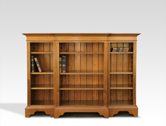 Silky Oak Bookcase – Low Breakfront