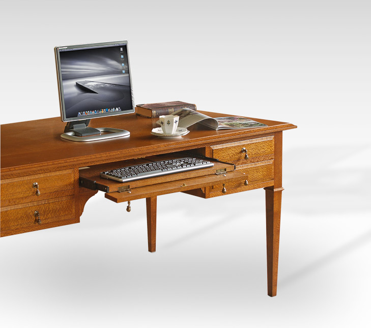 Silky Oak Writing Desk 5 Drawer Lacewood Furniture