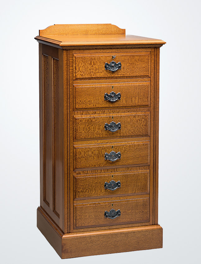 Silky Oak Timber Filing Cabinet 3 Drawer Lacewood Furniture