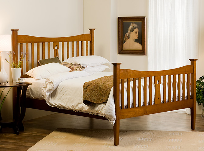 Silky Oak Bed – Heart Fretwork