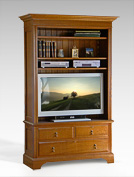 Silky Oak TV Cabinet – 2 drawer with patterned glass