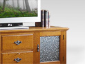 Silky Oak TV Cabinet – 2 drawer with patterned glass
