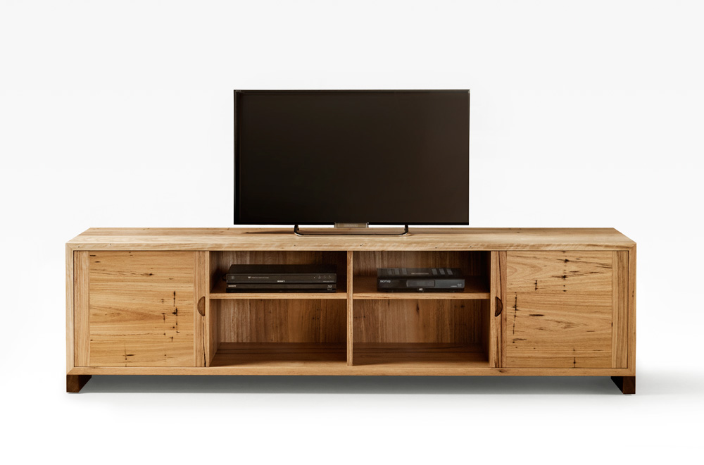 Blackbutt TV cabinet with sliding doors - Lacewood Furniture