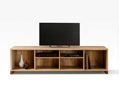 Blackbutt TV cabinet with sliding doors