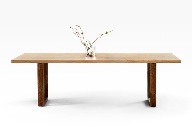 ‘U’ Leg Table – American Oak and Walnut