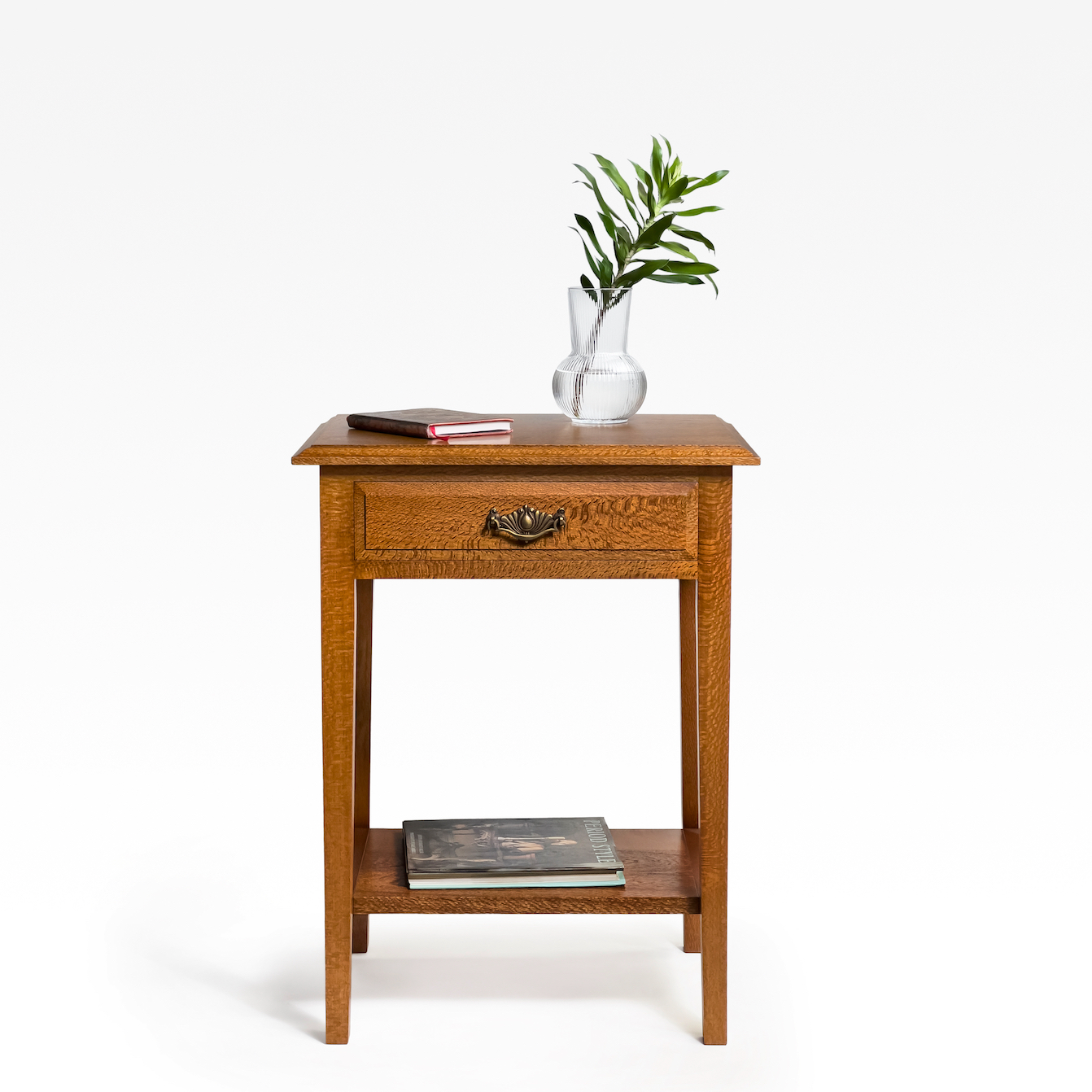 Silky Oak Bedside Table with drawer & shelf