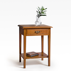 Silky Oak Bedside Table with drawer & shelf