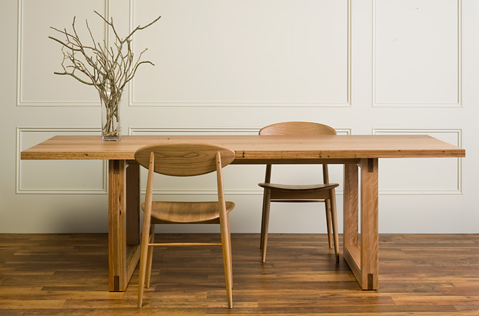 Blackbutt Contemporary Dining Table with mitred tenon legs